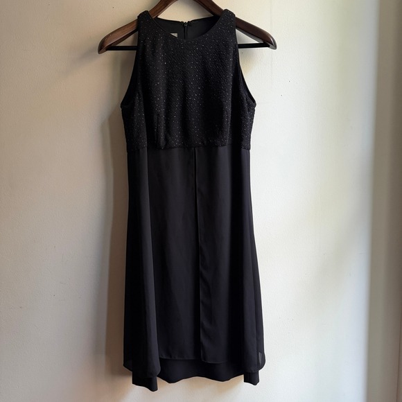 David Warren Dresses & Skirts - Y2K Beaded Bodice Cocktail Dress Hoco David Warren Chiffon‎ Overlay Black 10